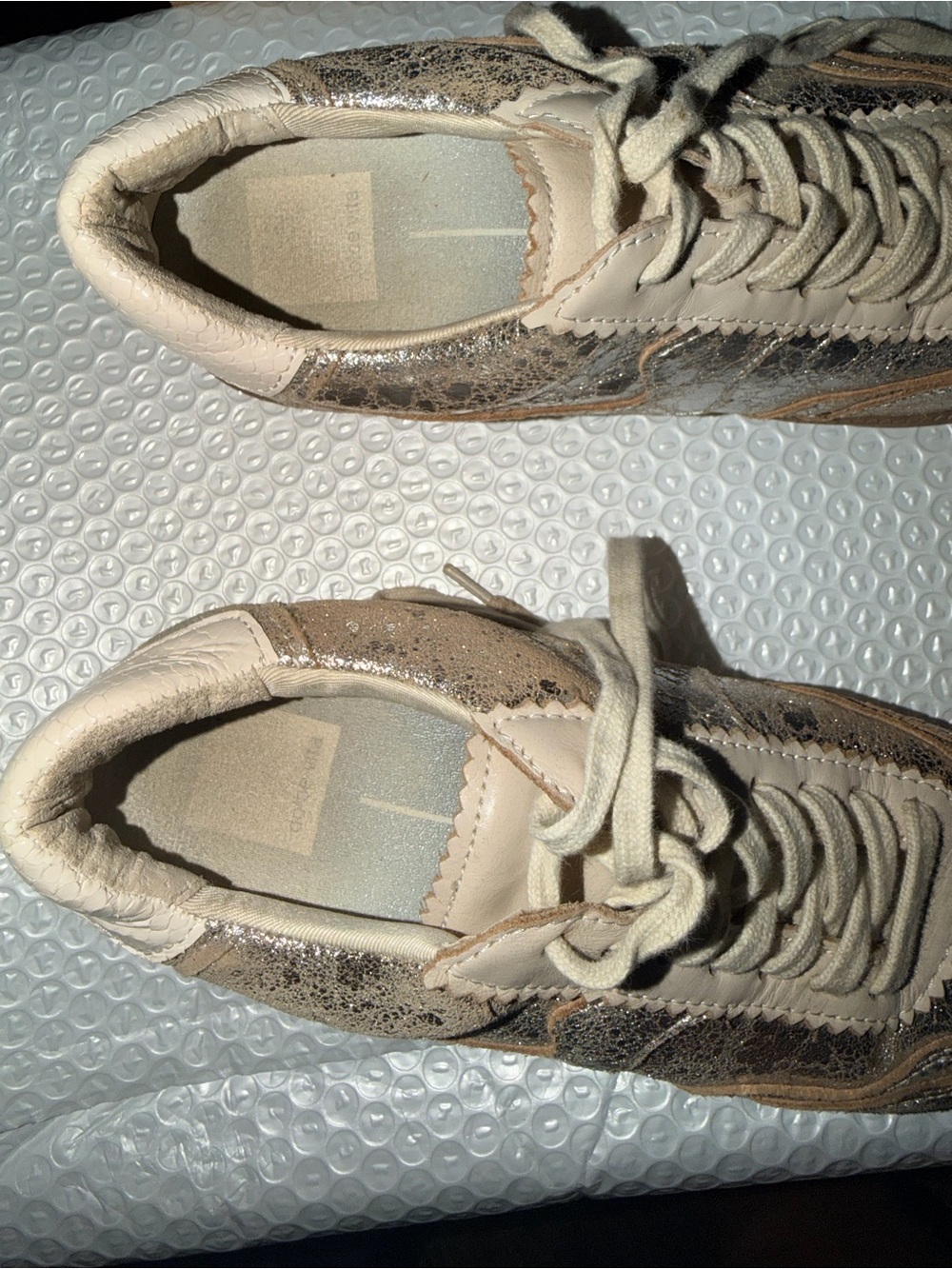 Dolce Vita Metallic Gold Low-Top Sneaker with Cream Accents - Picture 7 of 7